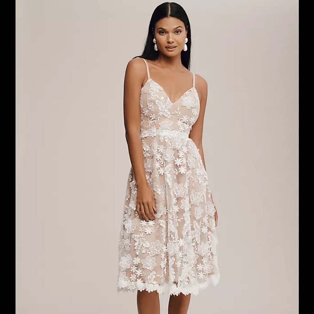 NWT Dress The Population Tahani Fit & Flare Embroidered Midi Dress - Picture 1 of 2